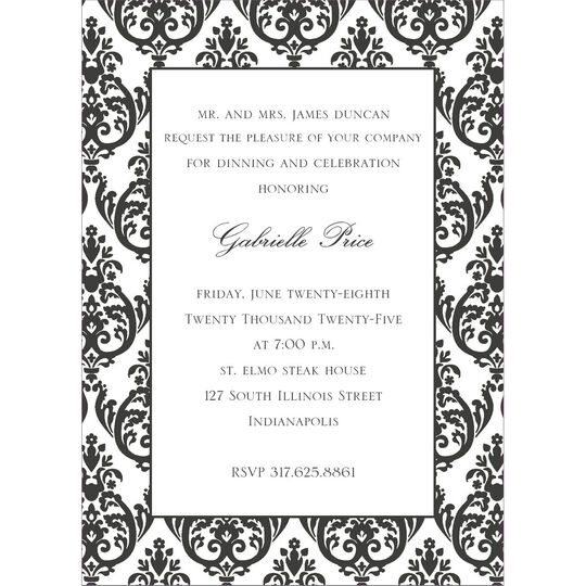 Madison Damask Bordered Letterpress Invitations